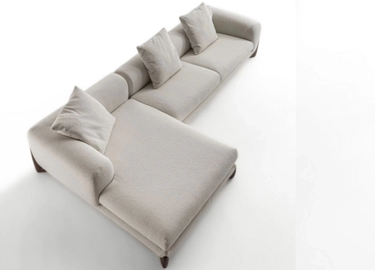 Καναπες γωνια SAVONA με ξυλινα ποδια και ιταλικο design, Γωνιακος καναπες αρκετα μεγαλος που γινεται καναπες κρεβατι, μοντερνος καναπες σε πολλα χρωματα, Σε αυτη την φωτογραφια ειναι απο μπροστα αλλα ψηλα και βλεπουμε μια πιο ολοκληρομενη εικονα του καναπε, ο συγκεκριμενος καναπες ειναι δεξι μπρατσο,αριστερι ανακλυνδρο