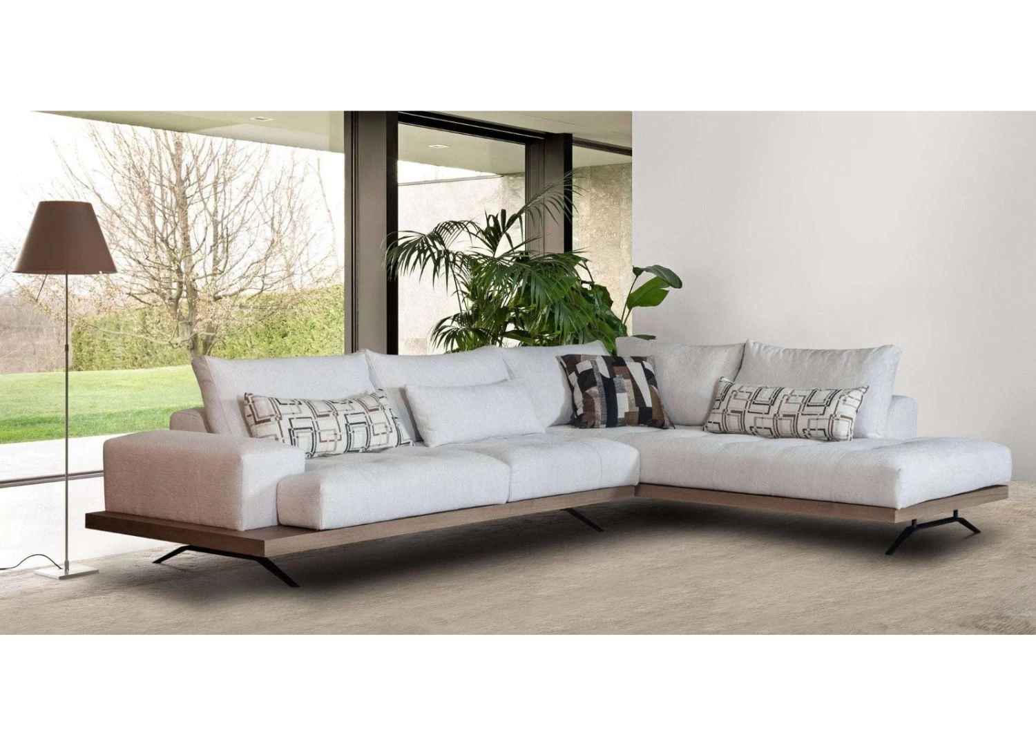 Γωνικός Καναπές PENELOPE , minimal design και απόλυτης άνεσης, με αδιάβροχα υφάσματα και μεταλλικά πόδια, ιδανικός για κάθε σύγχρονο σα